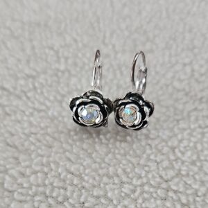 Elegant Silver Floral Pierced Earrings